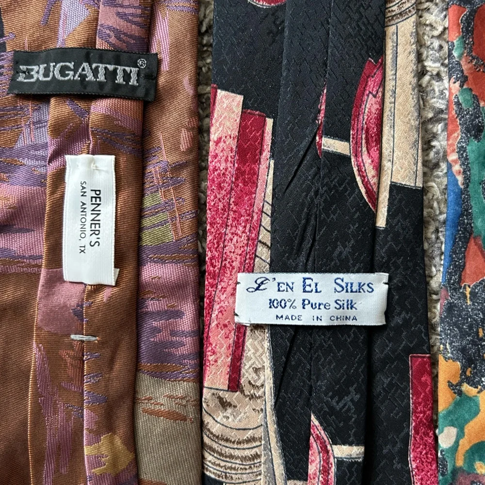 Bundle of 5 all silk men’s vintage abstract art ties - Picture 6 of 9